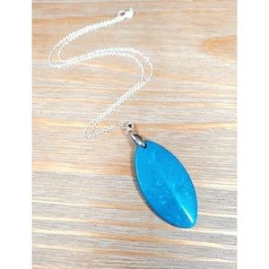 Large Turquoise Howlite Necklace Gemstone Statement Pendant
